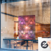 Bed van bloemen kleurrijke, dunne Abstracte fracta Raamsticker (Cafe Raam)