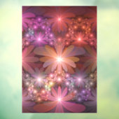 Bed van bloemen kleurrijke, dunne Abstracte fracta Raamsticker (Vel 3)