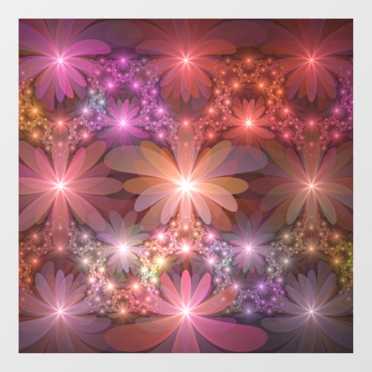 Bed van bloemen kleurrijke, dunne Abstracte fracta Raamsticker (Vel)