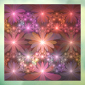 Bed van bloemen kleurrijke, dunne Abstracte fracta Raamsticker (Vel 3)