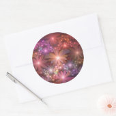 Bed van bloemen kleurrijke, dunne Abstracte fracta Ronde Sticker (Envelop)