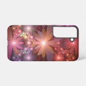 Bed van bloemen kleurrijke, dunne Abstracte fracta Samsung Galaxy Hoesje (Achterkant horizontaal)