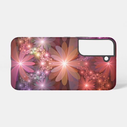 Bed van bloemen kleurrijke, dunne Abstracte fracta Samsung Galaxy Hoesje (Achterkant horizontaal)