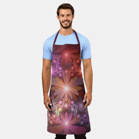 Bed van bloemen kleurrijke, dunne Abstracte fracta Schort (Gedragen)