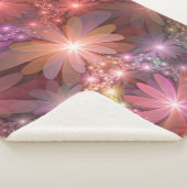 Bed van bloemen kleurrijke, dunne Abstracte fracta Sherpa Deken (3/4)