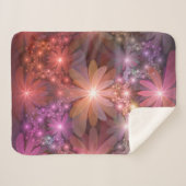 Bed van bloemen kleurrijke, dunne Abstracte fracta Sherpa Deken (Voorkant (horizontaal))