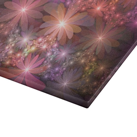 Bed van bloemen kleurrijke, dunne Abstracte fracta Snijplank (Hoek)