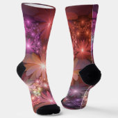 Bed van bloemen kleurrijke, dunne Abstracte fracta Sokken (Gebogen)