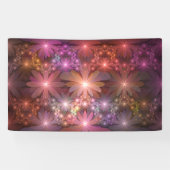 Bed van bloemen kleurrijke, dunne Abstracte fracta Spandoek (Horizontaal)