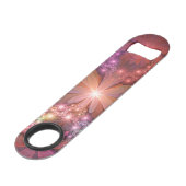 Bed van bloemen kleurrijke, dunne Abstracte fracta Speed Flessenopener (Achterkant Gekanteld)