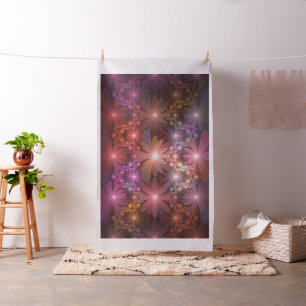 Bed van bloemen kleurrijke, dunne Abstracte fracta Stof
