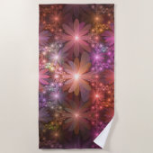 Bed van bloemen kleurrijke, dunne Abstracte fracta Strandlaken (Voorkant)