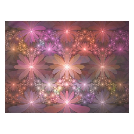 Bed van bloemen kleurrijke, dunne Abstracte fracta Tafelkleed (Voorkant (Horizontaal))