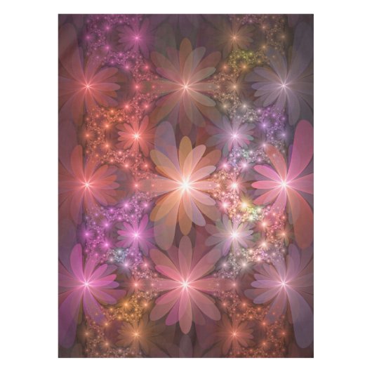 Bed van bloemen kleurrijke, dunne Abstracte fracta Tafelkleed (Voorkant)