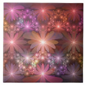 Bed van bloemen kleurrijke, dunne Abstracte fracta Tegeltje (Voorkant)