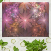 Bed van bloemen kleurrijke, dunne Abstracte fracta Theedoek (Gevouwen)