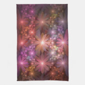 Bed van bloemen kleurrijke, dunne Abstracte fracta Theedoek (Verticaal)