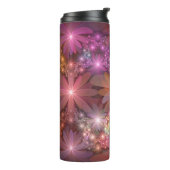 Bed van bloemen kleurrijke, dunne Abstracte fracta Thermosbeker (Gedraaid links)