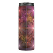 Bed van bloemen kleurrijke, dunne Abstracte fracta Thermosbeker (Achterkant)
