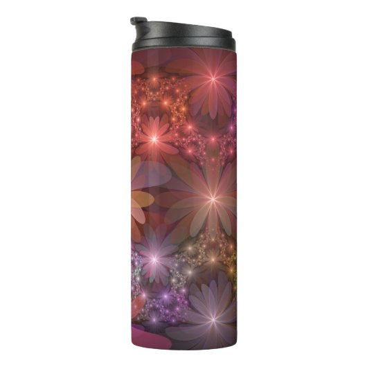 Bed van bloemen kleurrijke, dunne Abstracte fracta Thermosbeker (Geroteerd rechts)