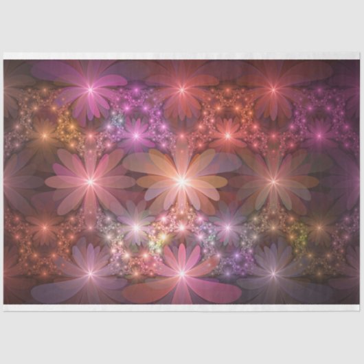 Bed van bloemen kleurrijke, dunne Abstracte fracta Tissuepapier (Voorkant)