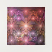 Bed van bloemen kleurrijke, dunne Abstracte fracta Wandkleed (Voorkant)