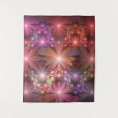 Bed van bloemen kleurrijke, dunne Abstracte fracta Wandkleed (Voorkant)