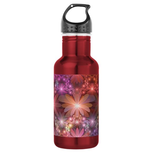 Bed van bloemen kleurrijke, dunne Abstracte fracta Waterfles (Voorkant)