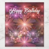 Bed van bloemen kleurrijke, dunne Abstracte fracta Wijn Etiket (Enkel label)