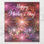 Bed van bloemen kleurrijke, dunne Abstracte fracta Wijn Etiket (Enkel label)