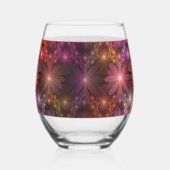 Bed van bloemen kleurrijke, dunne Abstracte fracta Wijnglas Zonder Voet (Links)