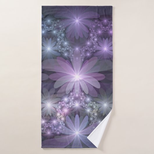 Bed van Flowers Trendy Shiny Abstract Fractal Art Badhanddoek (Badhanddoek)