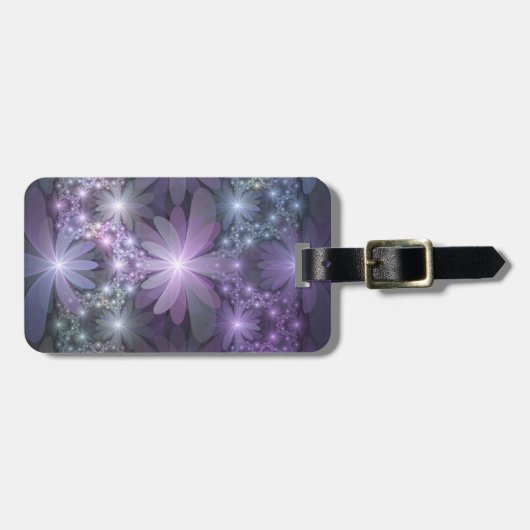 Bed van Flowers Trendy Shiny Abstract Fractal Art Bagagelabel (Voorkant horizontaal)