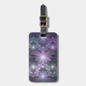 Bed van Flowers Trendy Shiny Abstract Fractal Art Bagagelabel (Voorkant verticaal)