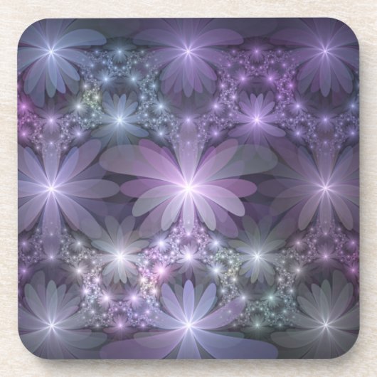 Bed van Flowers Trendy Shiny Abstract Fractal Art Bier Onderzetter (Voorkant)