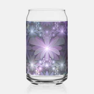 Bed van Flowers Trendy Shiny Abstract Fractal Art Blikvorm Glas