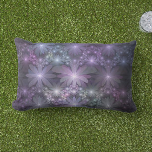 Bed van Flowers Trendy Shiny Abstract Fractal Art Buitenkussen