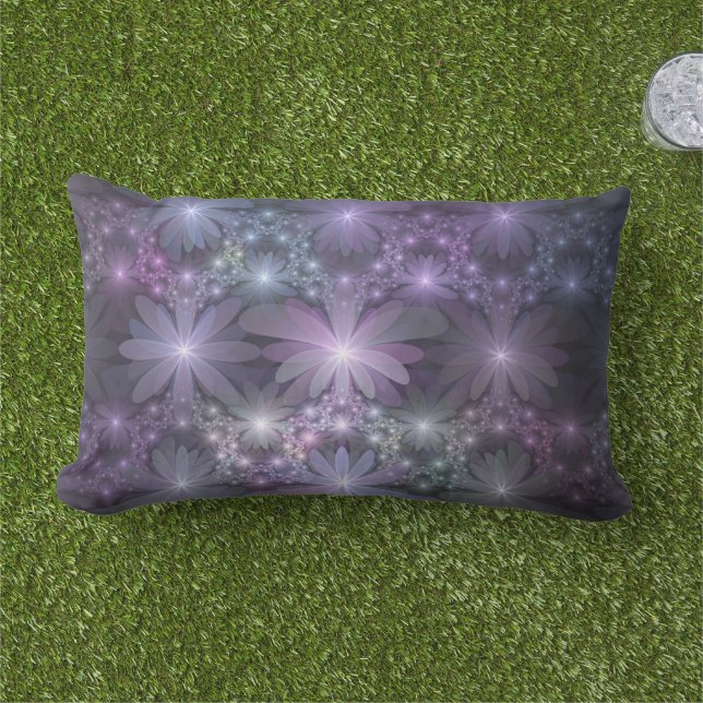 Bed van Flowers Trendy Shiny Abstract Fractal Art Buitenkussen (Gras)