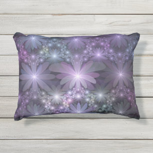 Bed van Flowers Trendy Shiny Abstract Fractal Art Buitenkussen