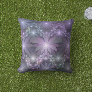 Bed van Flowers Trendy Shiny Abstract Fractal Art Buitenkussen