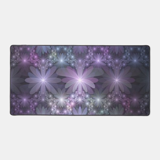 Bed van Flowers Trendy Shiny Abstract Fractal Art Bureaumat (Voorkant)