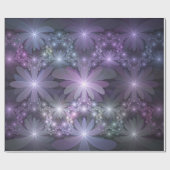 Bed van Flowers Trendy Shiny Abstract Fractal Art Cadeaupapier (Vlak)
