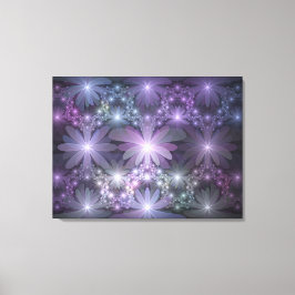 Bed van Flowers Trendy Shiny Abstract Fractal Art Canvas Afdruk
