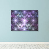 Bed van Flowers Trendy Shiny Abstract Fractal Art Canvas Afdruk (Insitu (Houten vloer))