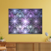 Bed van Flowers Trendy Shiny Abstract Fractal Art Canvas Afdruk (Insitu (Woonkamer))