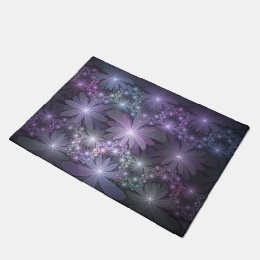 Bed van Flowers Trendy Shiny Abstract Fractal Art Deurmat (Schuin)