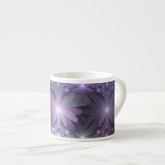 Bed van Flowers Trendy Shiny Abstract Fractal Art Espresso Kop (Voorkant rechts)