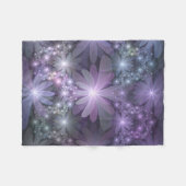 Bed van Flowers Trendy Shiny Abstract Fractal Art Fleece Deken (Voorkant (Horizontaal))