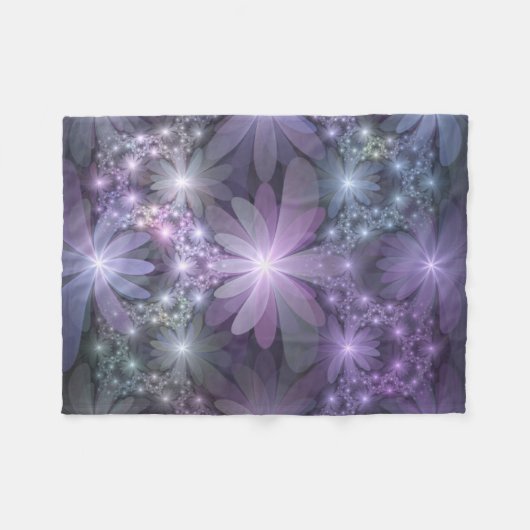 Bed van Flowers Trendy Shiny Abstract Fractal Art Fleece Deken (Voorkant (Horizontaal))