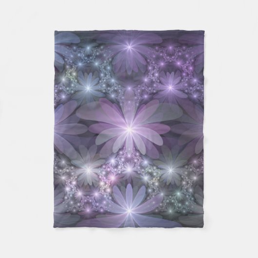 Bed van Flowers Trendy Shiny Abstract Fractal Art Fleece Deken (Voorkant)